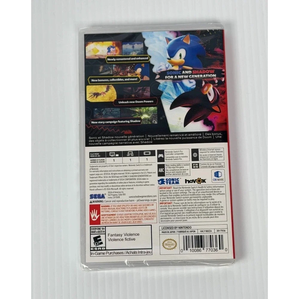 Sonic X Shadow Generations Nintendo Switch Brand New Sealed SEGA Game